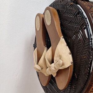 J. Crew Tan Sandals with Bow Detail